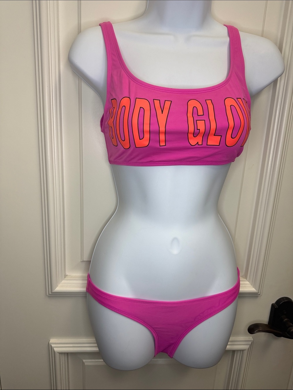Body Glove Pink Bikini Set neon orange logo retro wild thing
